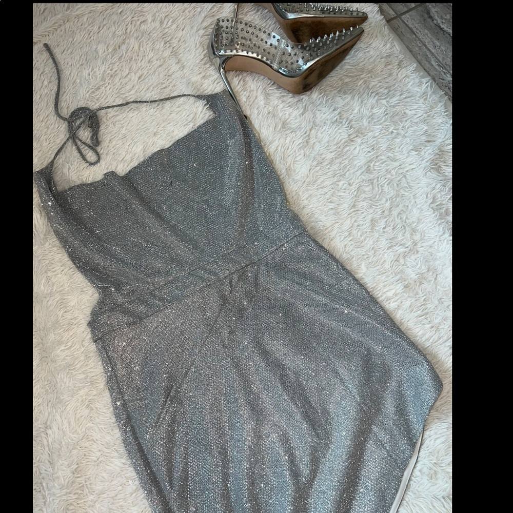 SHEIN- Sparkly silver halter mini dress size M